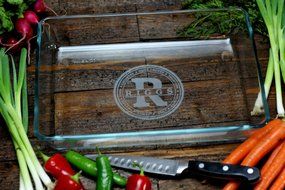 Personalized Engraved Gifts for Her | Casserole Dish with Large Initial and Last Name Encircled | Mothers Day...