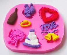 Design 44 Love Theme Cake, Ring, Flower and Birds Silicone 3D Cake Fondant Mold, Cake Decoration Tool, Food Grade... N2