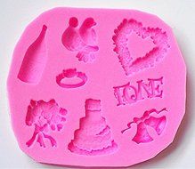 Design 44 Love Theme Cake, Ring, Flower and Birds Silicone 3D Cake Fondant Mold, Cake Decoration Tool, Food Grade... N3