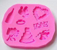 Design 44 Love Theme Cake, Ring, Flower and Birds Silicone 3D Cake Fondant Mold, Cake Decoration Tool, Food Grade... N4