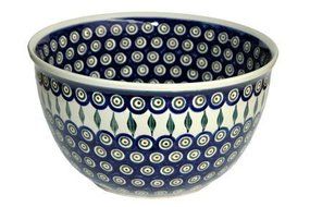 Polish Pottery Peacock Large Mixing Bowl