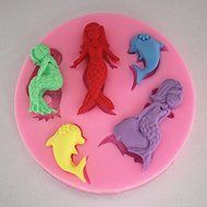 Longzang Small Mermaid Dolphin Silicone Mold Sugar Craft DIY Gumpaste Cake Decorating Clay