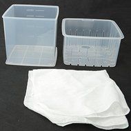 Great Value Practical PP Tofu Mold Tofu Box with Measuring Cup and Cloth Transparent &amp; White