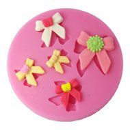 FOUR-C Silicone Cupcake Mold Bow Fondant Mould Cup Cake Topper Color Pink