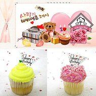 50 Pcs Happy Birthday Cake Cupcake Insert Card Cake Toppers Decoration N5