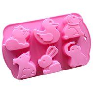 Wholeport Animal Cake Molds for Kids 6-Hole Silicone Baking Cake Mold Bakeware