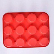 BST Cake Pan 12 Hole Circular Shape Cake Ice Jelly Chocolate Molds,Silicone 32.5*24.5*3 CM(12.8*9.7*1.2 INCH)