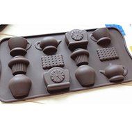12 Holes Tea Cup Clock Teapot Diy Silicone Cake Mold Ice Chocolate Decorating Mould Kitchen Cooking Tools