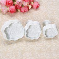 DUFUSTORE Fondant Cake Bread Decorating Sugarcraft Mold Cookie Plunger Cutters Tools Roses N4