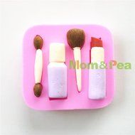 Mom&amp;pea 0632 Make-up Tools Shaped Silicone Mould for Fondant Cake Sugar Paste Cake Decoration 3d Cake Toppers...