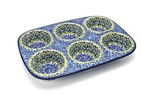 Polish Pottery Muffin Pan - Tranquility