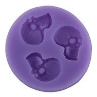 niceeshop(TM) 3 Cavity Skull Shape Decorating Party Silicone Cake Mold Fondant Baking Mold,Random Color