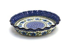 Polish Pottery Baker - Pie/Quiche - Fluted - Morning Glory