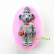 Mom&amp;pea 0616 Mr. Bear Shaped Silicone Mould for Fondant Cake Sugar Paste Cake Decoration 3d Cake Toppers Mold...