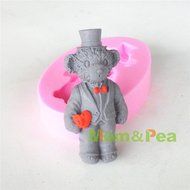 Mom&amp;pea 0616 Mr. Bear Shaped Silicone Mould for Fondant Cake Sugar Paste Cake Decoration 3d Cake Toppers Mold... N2