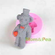 Mom&amp;pea 0616 Mr. Bear Shaped Silicone Mould for Fondant Cake Sugar Paste Cake Decoration 3d Cake Toppers Mold... N3