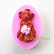 Mom&amp;pea 0617 Ms. Bear Shaped Silicone Mould for Fondant Cake Sugar Paste Cake Decoration 3d Cake Toppers Mold...