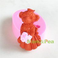 Mom&amp;pea 0617 Ms. Bear Shaped Silicone Mould for Fondant Cake Sugar Paste Cake Decoration 3d Cake Toppers Mold... N3