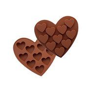 Witkey 10 Cavity Big Heart with Small Heart Ice Cube Tray Fondant Silicone Mold Sugar Mold Candy Molds Chocolate...