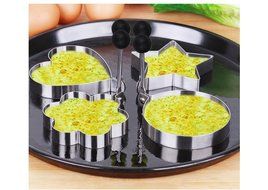 Fried Egg Shaper Mold , Vangoddy Stainless Steel Egg Mould Cooking Kitchen Tools for Kids and Lovers (4 Pack (... N8