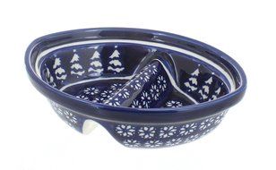 Polish Pottery Winter Nights Small Divided Dish