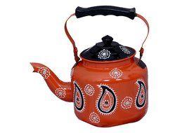 Purpledip Handpainted Decorative Kettle (Orange)