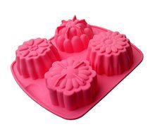 Sealike Silicone DIY 4 Flowers Moon Cake Molds Cupcake Moulds Bakeware Pan with Stylus