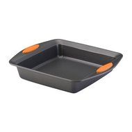 Rachael Ray Yum-o! Nonstick Bakeware 9-Inch Oven Lovin&rsquo; Square Baking Pan, Gray with Orange Handles