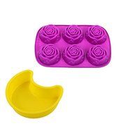 2win2buy DIY Yellow Mini Moon Food Grade Soft Silicone Cookie Muffin Candy Baking Mold&amp;6-CUPS Mini Silicone Flower...