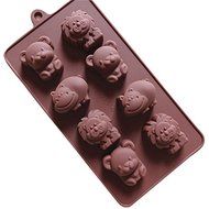 8 Hippo Lion Bear Silicone Cake Mold Pan 7.8"x4.1"x0.78" Color At Random