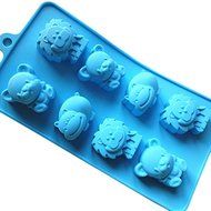 8 Hippo Lion Bear Silicone Cake Mold Pan 7.8"x4.1"x0.78" Color At Random N2