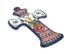 Polish Pottery Floral Butterfly Cross