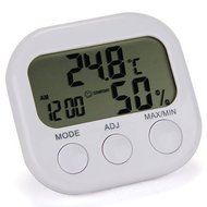 White In/Outdoor Humidity LCD Digital Indoor Thermometer Hygrometer Gauge Clock