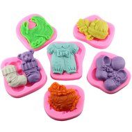 6Pcs/Set Mujiang Silicone Baby Clothes Molds For Fondant Cakes