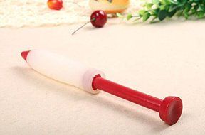 Interbusiness Food Decorating Pen Cake Pastry Cookie Icing Decorating Silicone Syringe Pen (Red Flat)