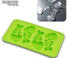 DGI MART 4-cavity Small Cute Fish Bone Shaped Ice Cake Chocolate Sugar Silicone Mini Cube Craft Fondant Mold Tray...