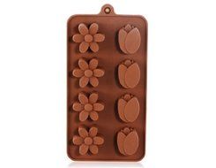 Silicone Flower Shaped Cake Mold &amp; Ice Tray (Brown) by Preciastore