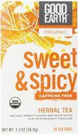 Good Earth Organic Sweet &amp; Spicy Caffeine Free Herbal Tea, 18 Tea Bags (Pack of 6)