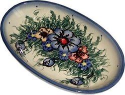 "Eva's Collection" Boleslawiec Stoneware - Polish Pottery Small Oval Baker - Wild Field