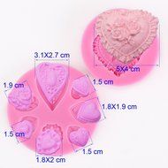 5pcs Silicone Mold Fondant Cake Decoration Baking Tool - Heart Love Rose Flower N5