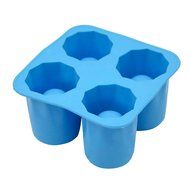 BleuMoo 4-Cup Ice Cube Shot Shape Silicion Shooters Glass Freeze Mold Maker Tray Party Blue