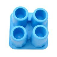 BleuMoo 4-Cup Ice Cube Shot Shape Silicion Shooters Glass Freeze Mold Maker Tray Party Blue N2