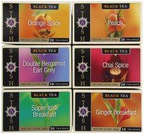 Stash Tea Black Tea Six Flavor Assortment, 18-20 Count Tea Bags in Foil (Pack of 6)