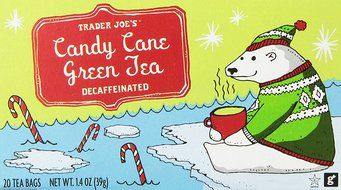 Trader Joes Candy Cane Green Tea Decaffeinated 20 Tea Bags, a Holiday Favorite with Peppermint,vanilla and Cinnamon...