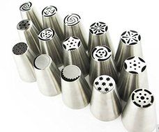 HLCS Russian Piping Tips 15PCS/SET Stainless Steel Large Size Icing Syringe Set DIY Nozzle