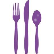 Creative Converting 318905 24 Count Plastic Assorted Cutlery, Amethyst