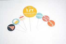 Mandydov 1st Birthday Party - Cupcake Picks Party Cupcake Toppers
