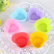6pcs Heart Shape Silicone Muffin Cases Cake ,Pudding ,Mini Chocolate Cupcake Mold ,Cup Cake ,Baking Mould Bakeware