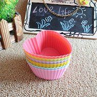 6pcs Heart Shape Silicone Muffin Cases Cake ,Pudding ,Mini Chocolate Cupcake Mold ,Cup Cake ,Baking Mould Bakeware N4