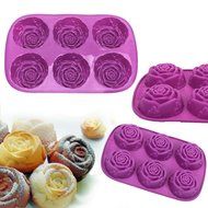New Rose Purple 6 Rose Silicone Cake Baking Mold Pan Muffin Cups Handmade Soap Moulds DIY Tray